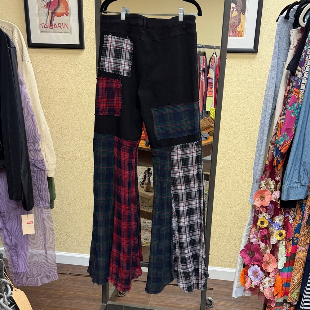Dolls Kill current mood Black and Plaid Patchwork Pants - Picture 3 of 3